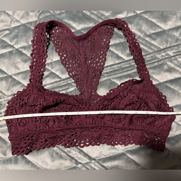 Aerie Burgundy Lace Racerback Bralette, Size Large - Picture 5 of 8